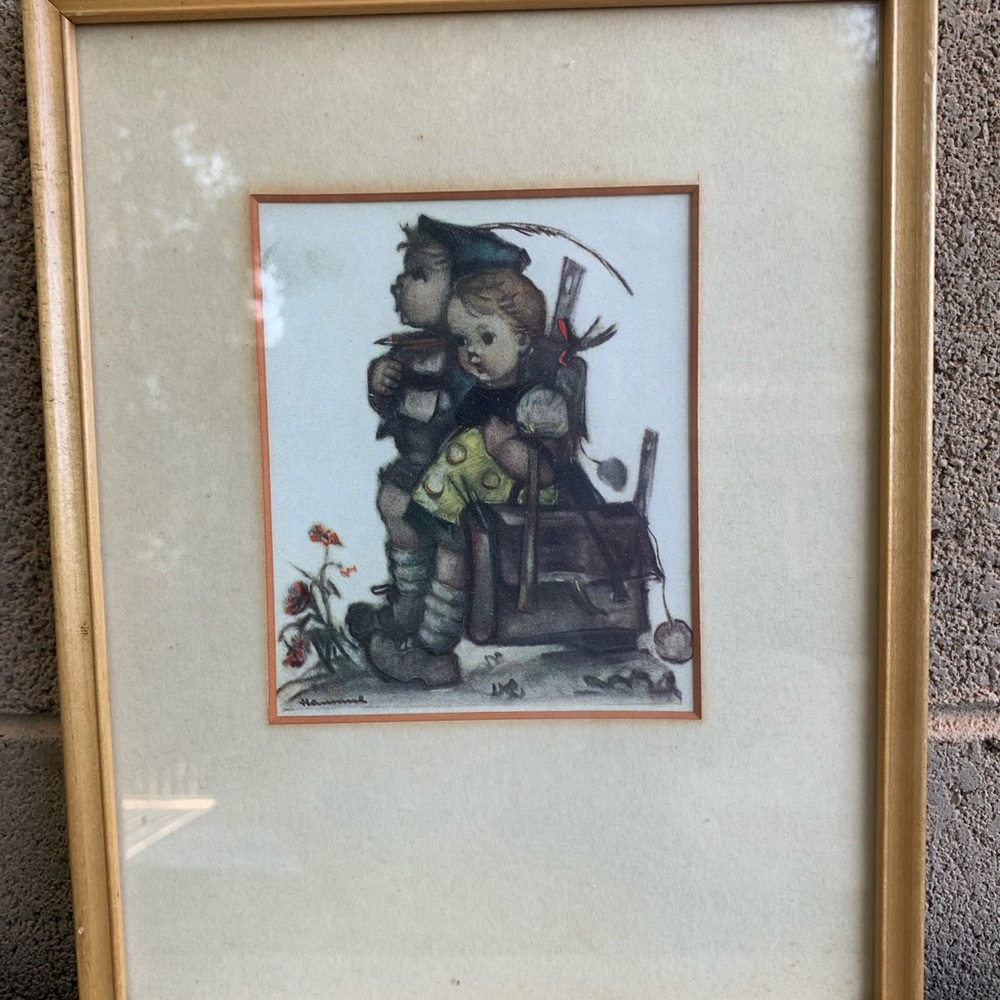 Vintage Trio of Hummel Framed Art Prints Under Glass - Picture 12 of 14